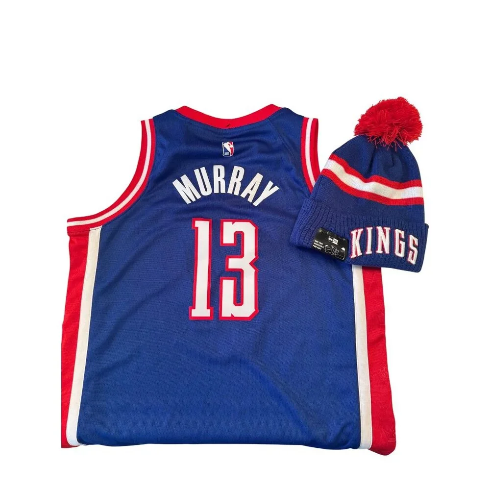 Sacramento Kings Keegan Murray Size Large 14/16 Basekball Tank #13 NWT Knit Hat